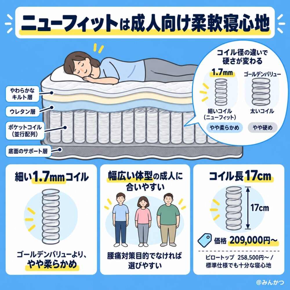 ニューフィットの寝心地の違い＆口コミ評判【成人におすすめ】