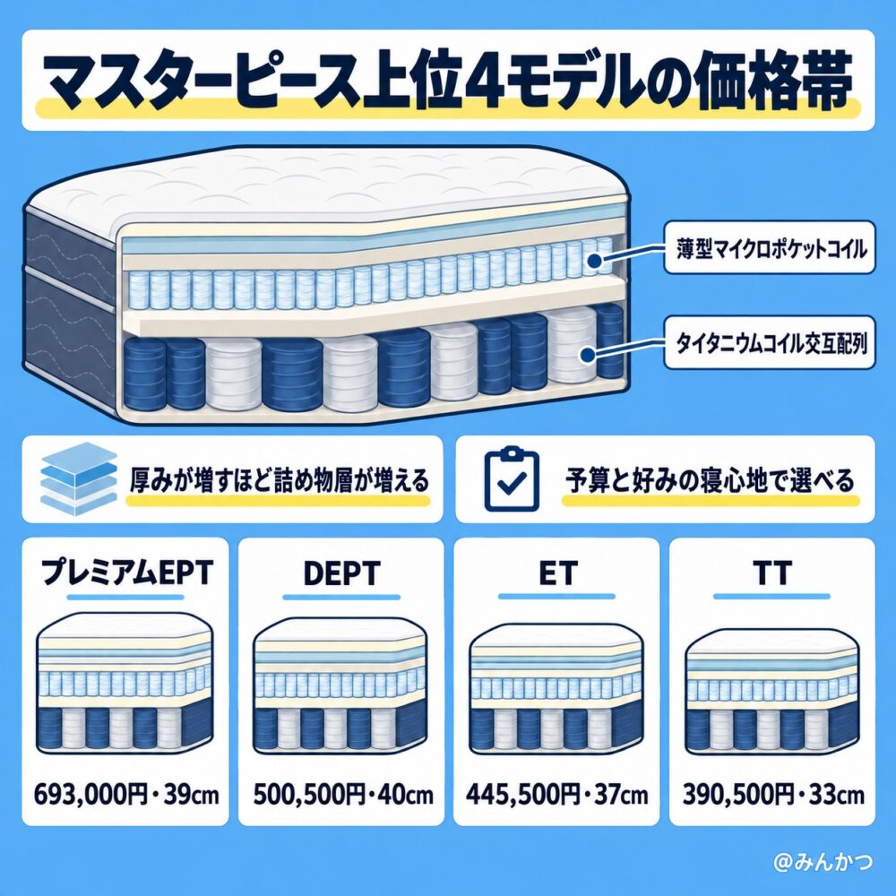 マスターピースの特徴【ホテル仕様の上位モデル】