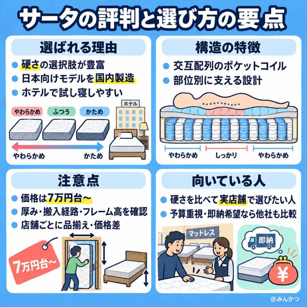 サータマットレスのメリット・デメリットまとめ