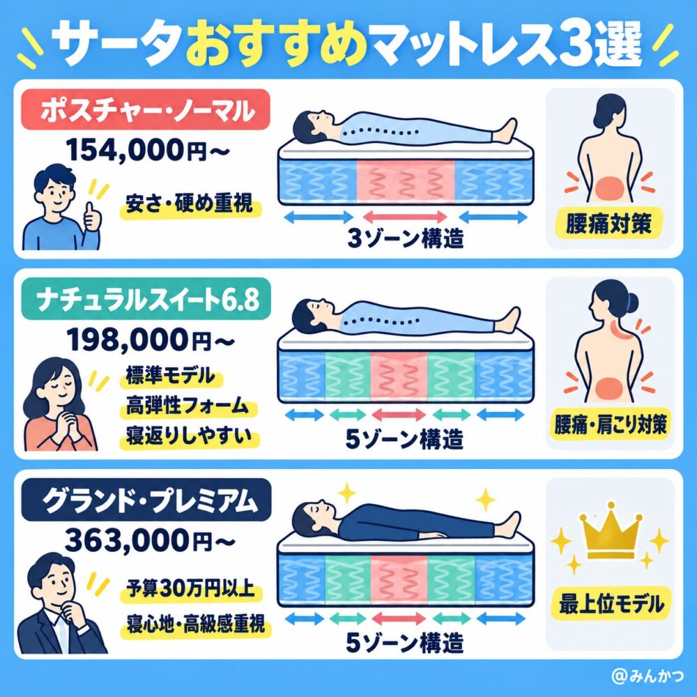 サータのおすすめマットレス3選