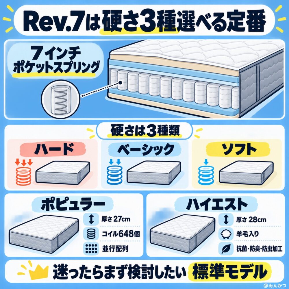 ①Rev.7【硬さを3種類から選べる・シリーズの中心】